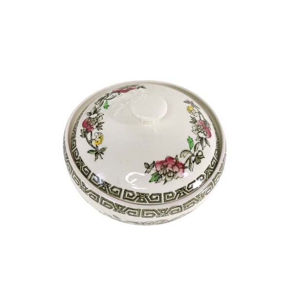 Johnson Brothers Indian Tree Green Key Platter Creamer Sugar Bowl Set Vintage Fl - Picture 4 of 16